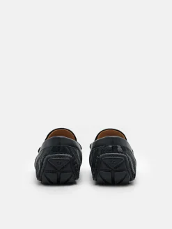 Fabric Penny Driving Shoes - Dark Grey