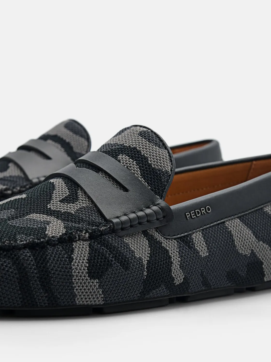 Fabric Penny Driving Shoes - Dark Grey
