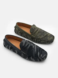 Fabric Penny Driving Shoes - Dark Grey
