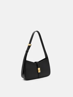 Farida Leather Shoulder Bag - Black