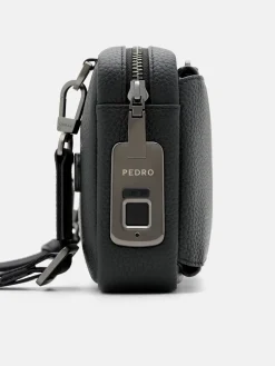 Fingerprint Lock Clutch Bag - Black Tumble