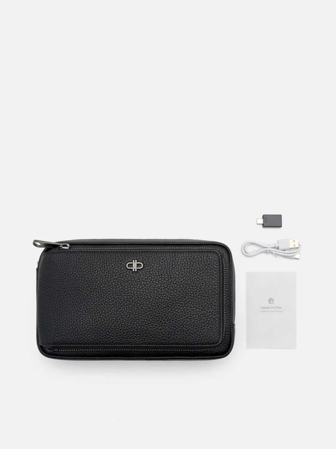 Fingerprint Lock Clutch Bag - Black Tumble