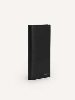 Full-Grain Long Leather Wallet - Black