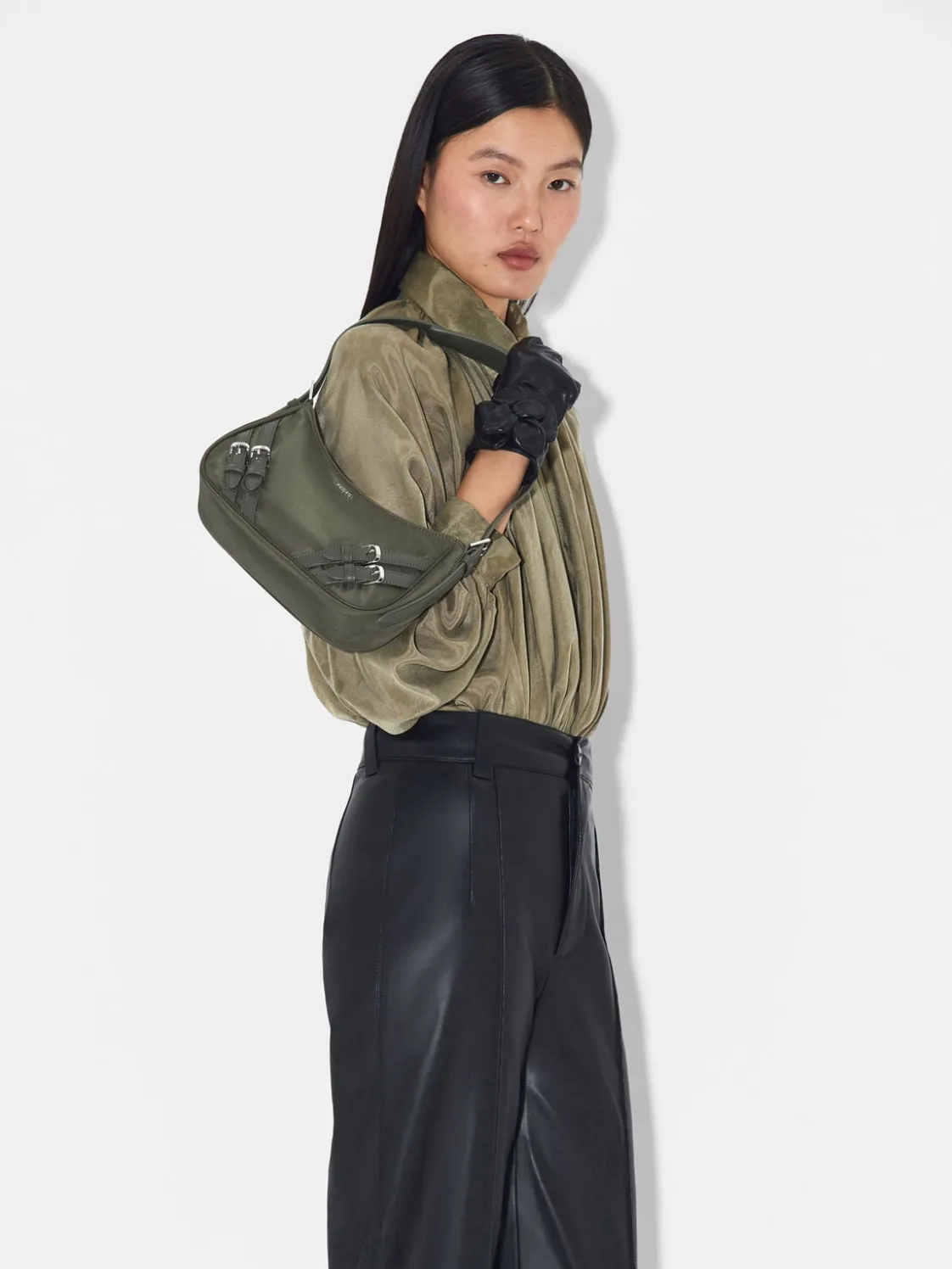 Helix Buckle Shoulder Bag - Olive