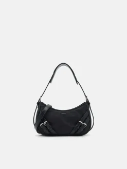 Helix Buckle Shoulder Bag - Black