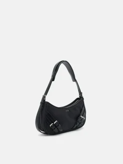 Helix Buckle Shoulder Bag - Black