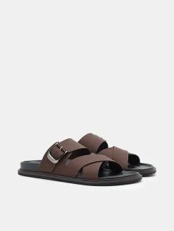 Helix Cross Sandals - Dark Brown