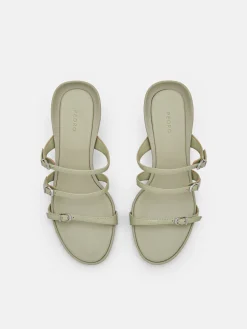 Helix Heel Sandals - Olive