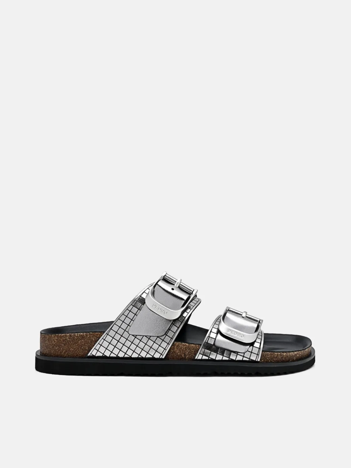 Helix Metallic Leather Sandals - Silver