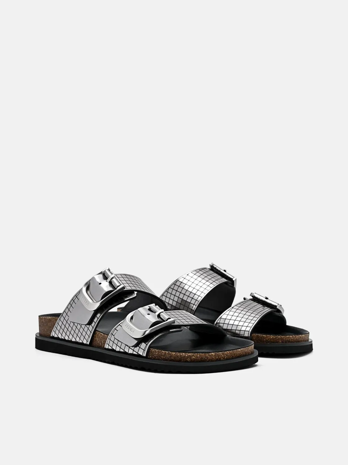 Helix Metallic Leather Sandals - Silver
