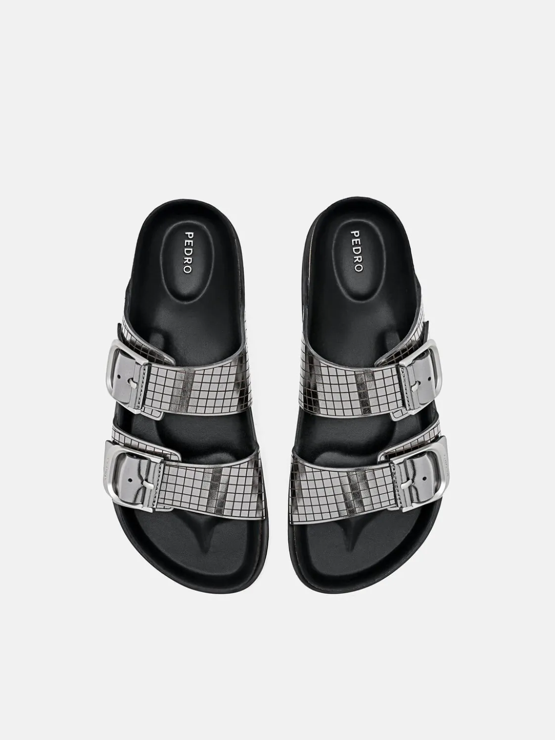 Helix Metallic Leather Sandals - Silver