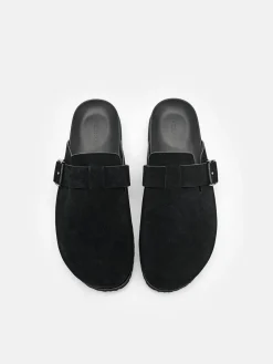 Helix Suede Mules - Black