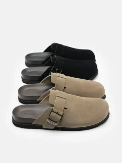 Helix Suede Mules - Black