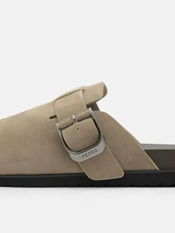 Helix Suede Mules - Dark Taupe