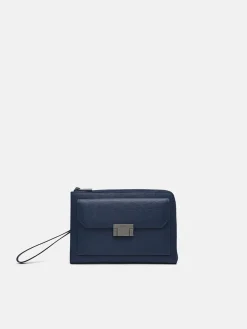 Henry Leather Clutch Bag - Navy