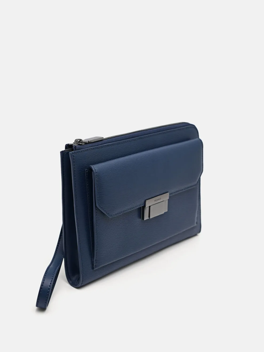 Henry Leather Clutch Bag - Navy