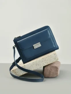 Henry Leather Clutch Bag - Navy