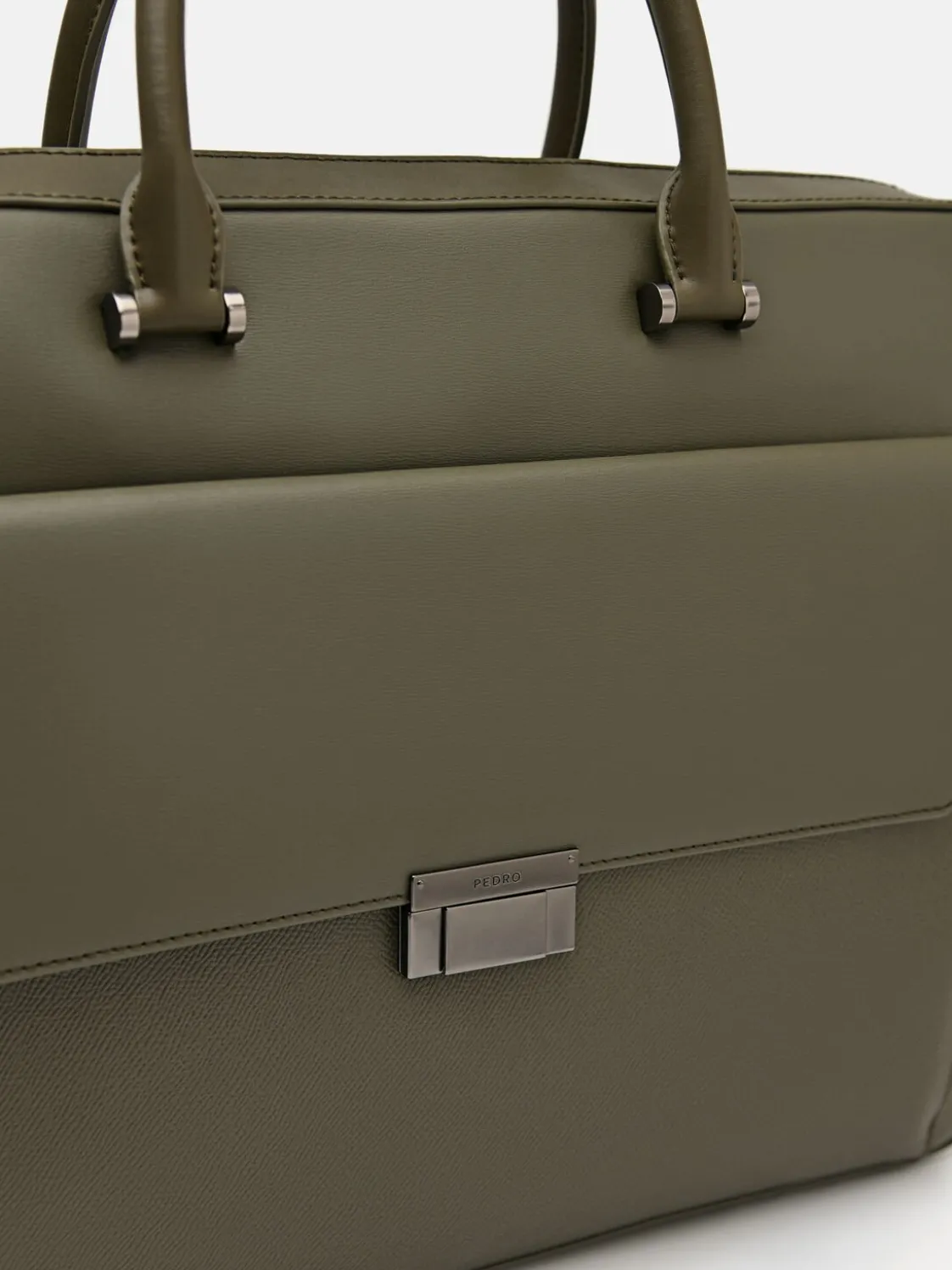 Henry Textured Leather Briefcase - Military Green