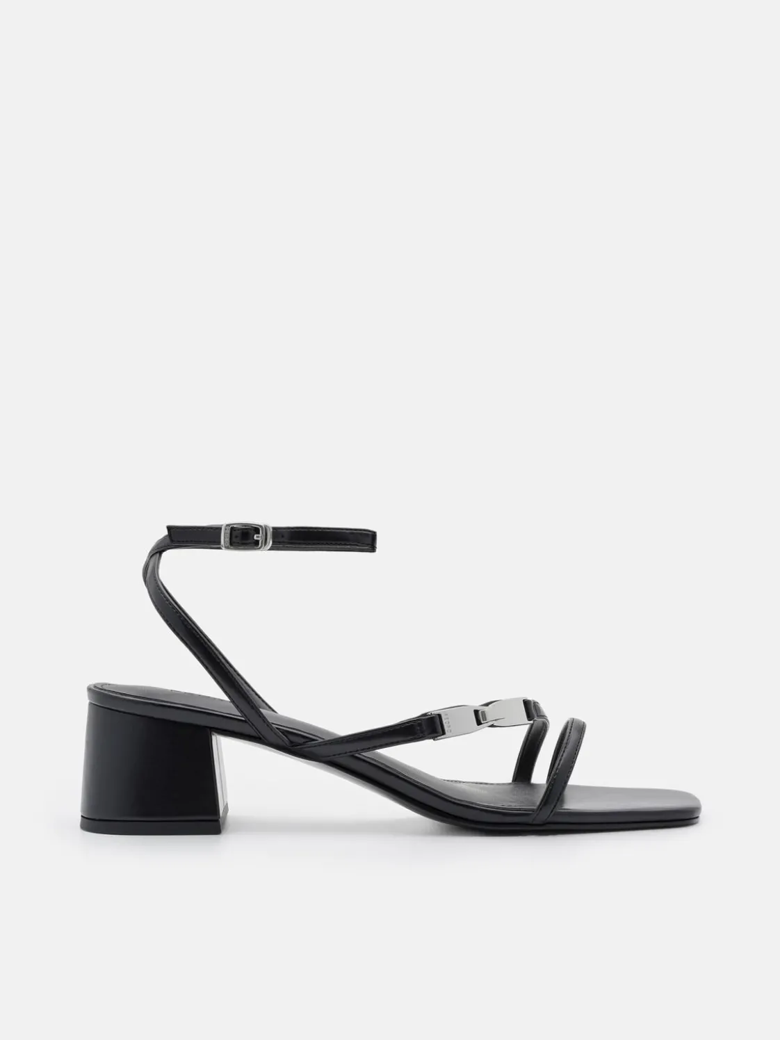 Hitch Ankle Strap Heel Sandals - Black