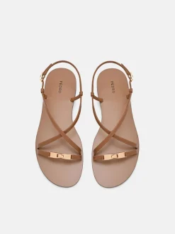 Hitch Ankle Strap Sandals - Cognac