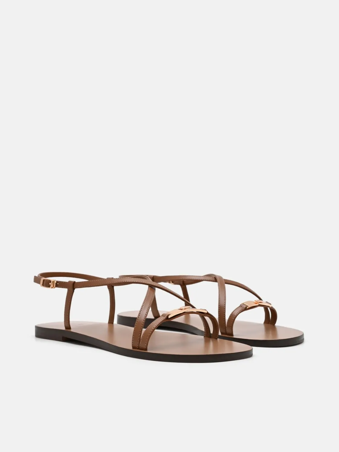 Hitch Ankle Strap Sandals - Cognac