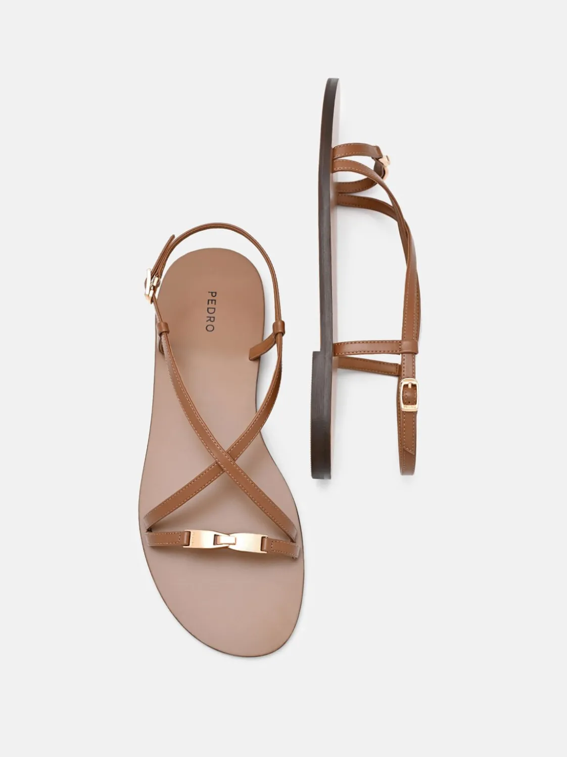Hitch Ankle Strap Sandals - Cognac