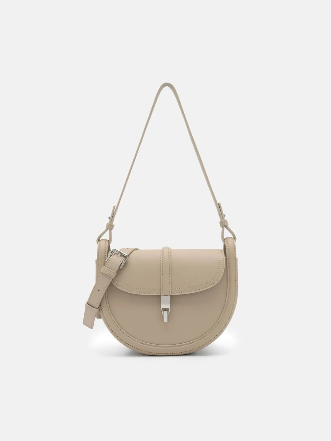 Hitch Leather Shoulder Bag - Light Taupe