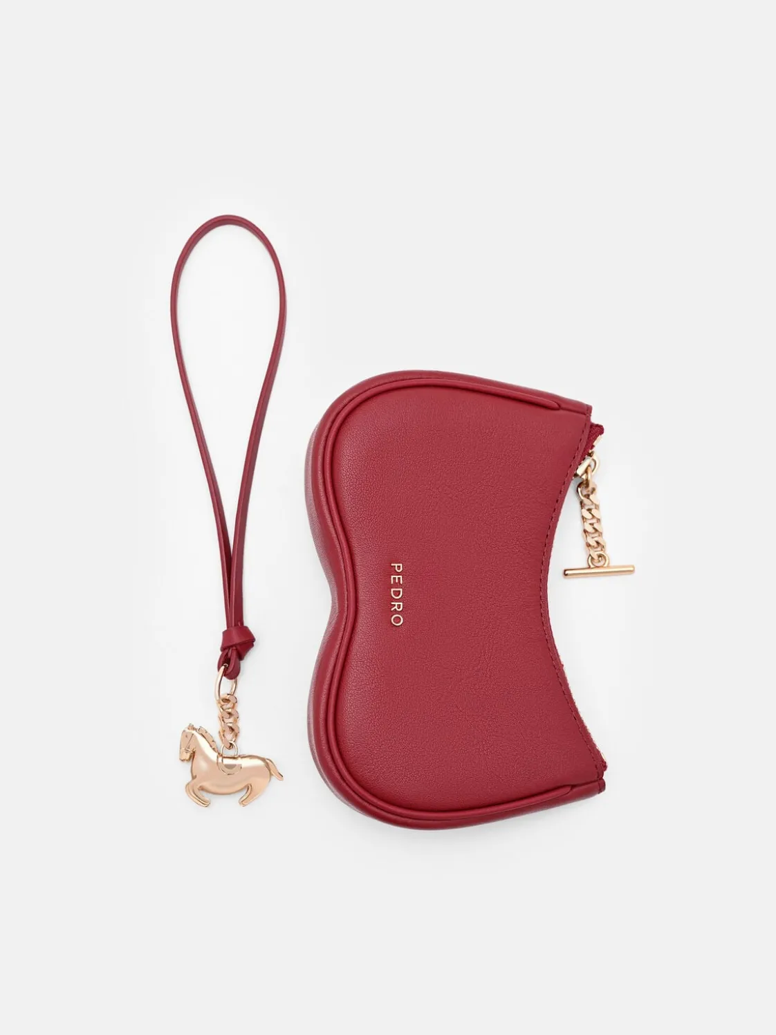 Horse Charm Leather Pouch - Red