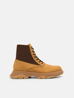 Hybrix Leather Lace-Up Boots - Sand