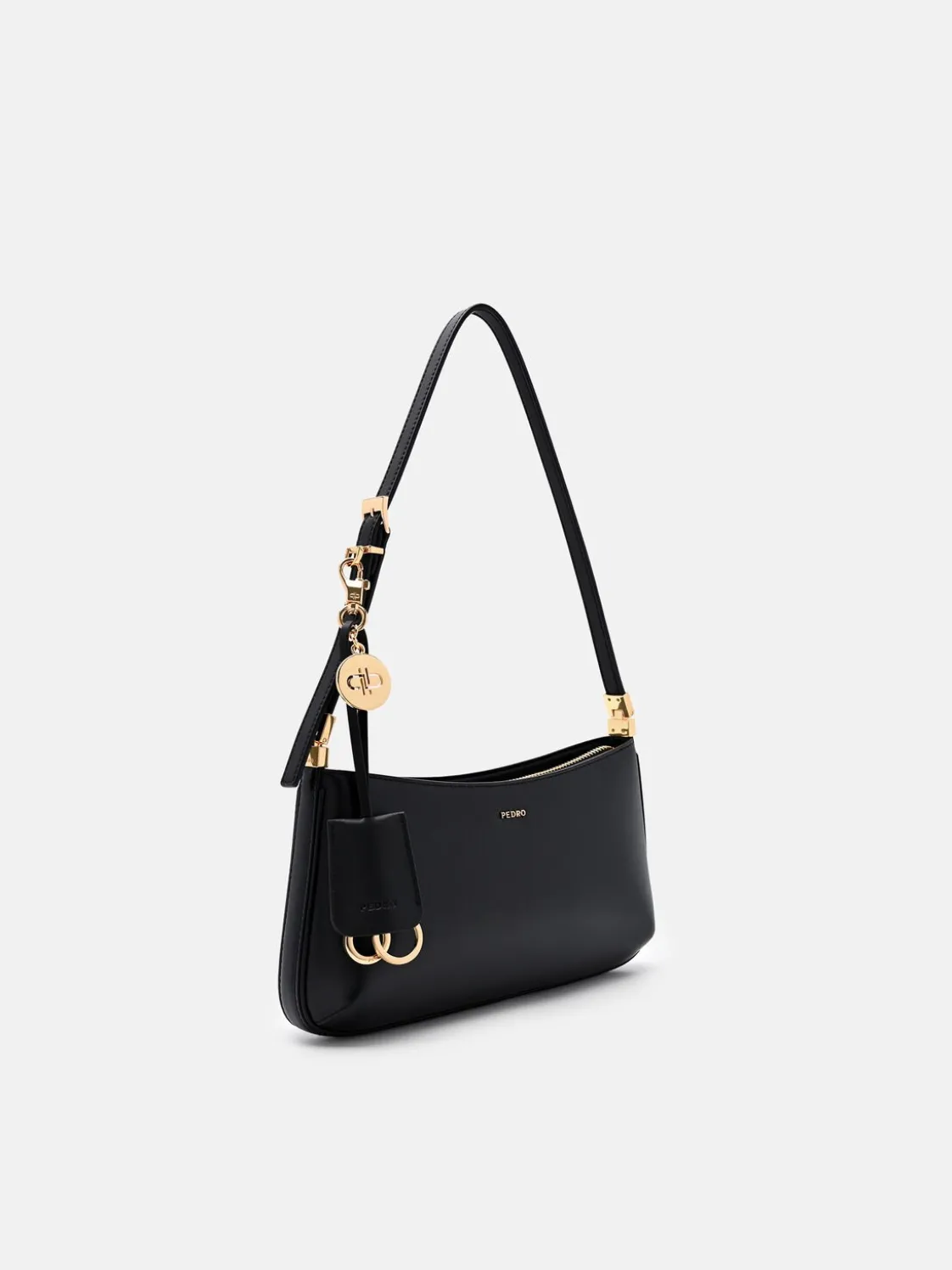 Jatte Leather Charm Shoulder Bag - Black