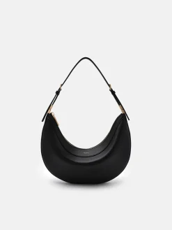 Jatte Leather Crescent Shoulder Bag - Black