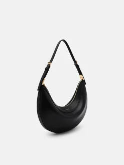 Jatte Leather Crescent Shoulder Bag - Black