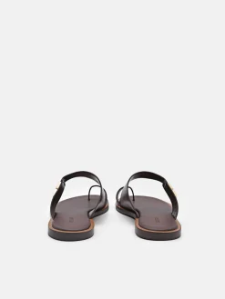 Jatte Leather Sandals - Dark Brown