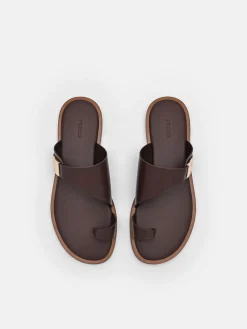 Jatte Leather Sandals - Dark Brown