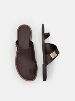 Jatte Leather Sandals - Dark Brown
