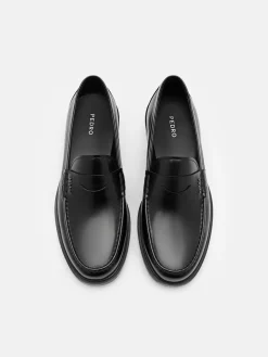 Keith Leather Penny Loafers - Black