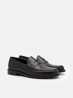 Keith Leather Penny Loafers - Mahogany