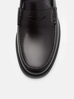 Keith Leather Penny Loafers - Mahogany