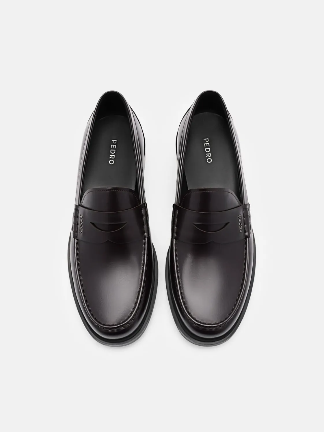 Kieran Leather Penny Loafers - Mahogany