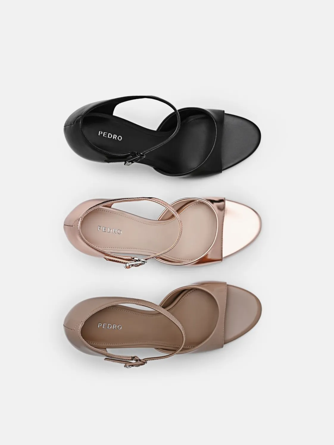 Leather Ankle Strap Stilletto Heel Sandals - Nude