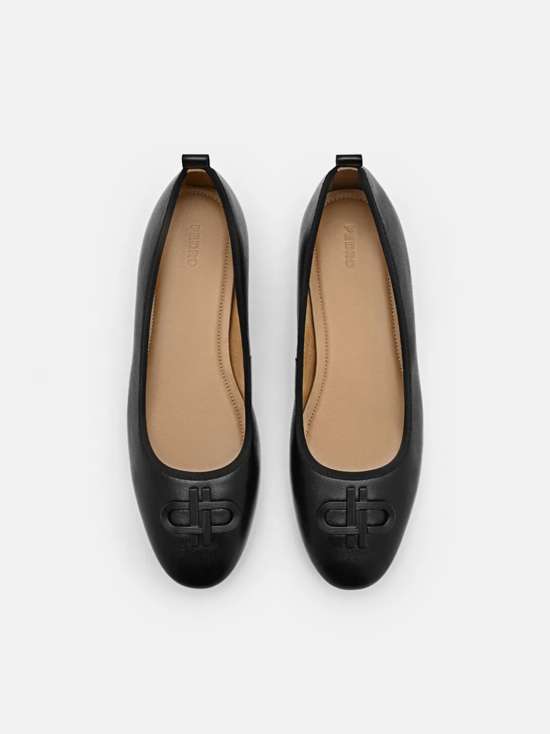 Leather Ballerina Flats - Black