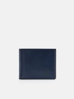Leather Bi-Fold Flip Wallet - Navy