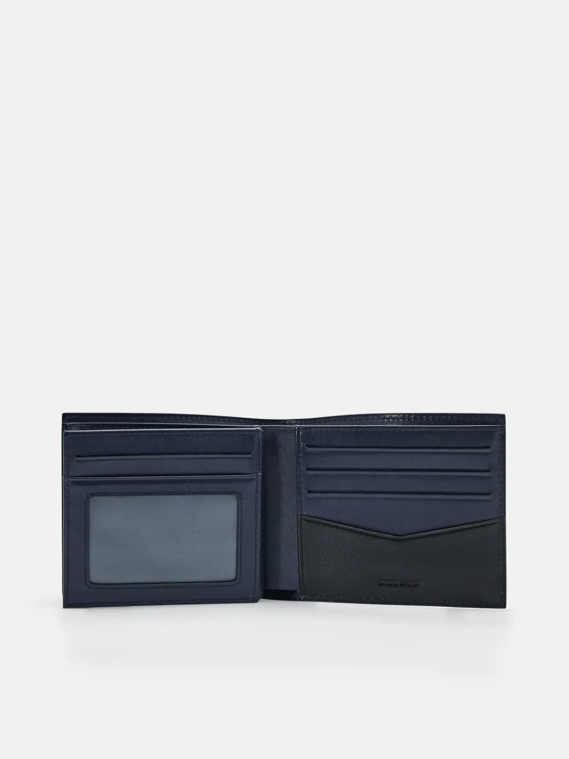 Leather Bi-Fold Flip Wallet - Navy