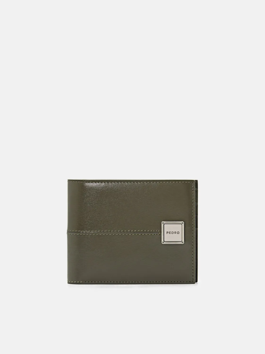 Leather Bi-Fold Flip Wallet - Military Green