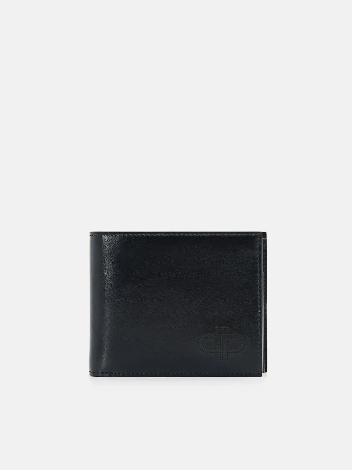 Leather Bi-Fold Flip Wallet - Black