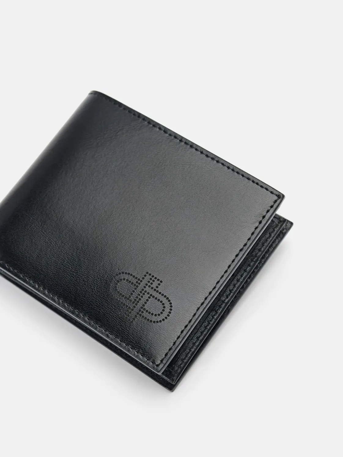 Leather Bi-Fold Flip Wallet - Black