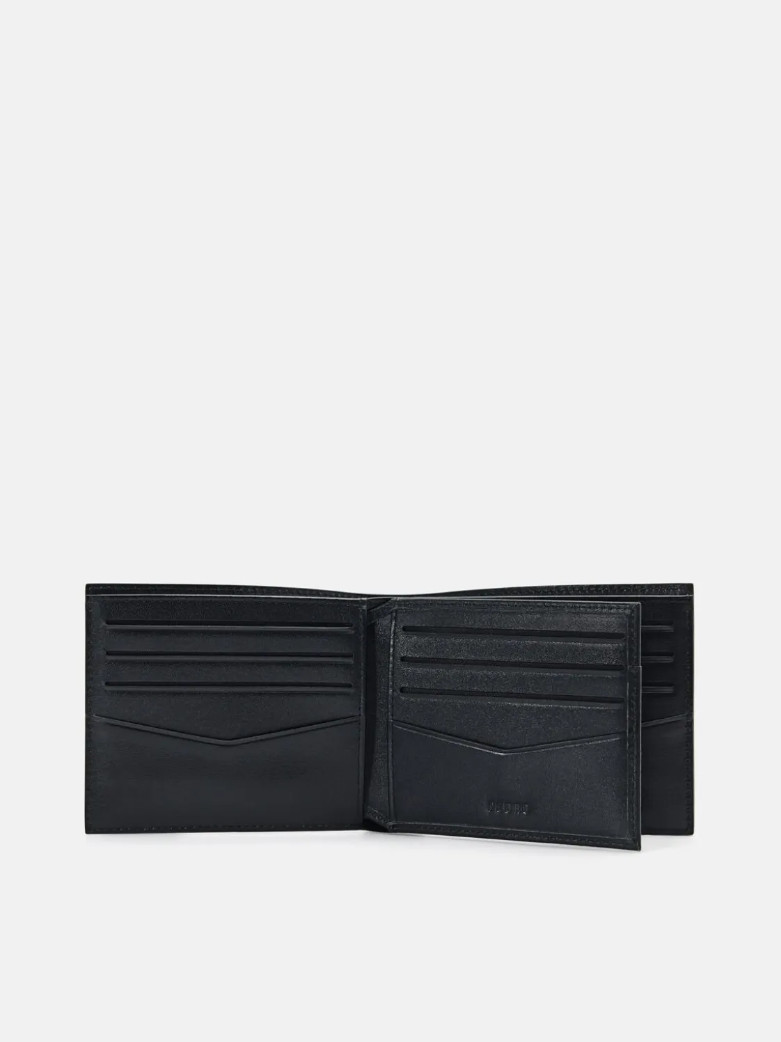 Leather Bi-Fold Flip Wallet - Black