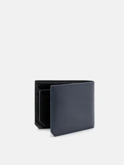 Leather Bi-Fold Wallet with Insert - Navy