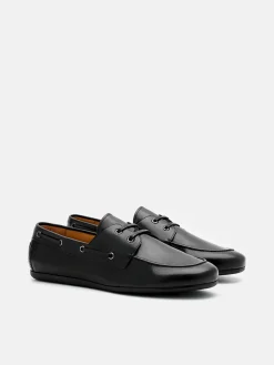Leather Boat Shoes - Black
