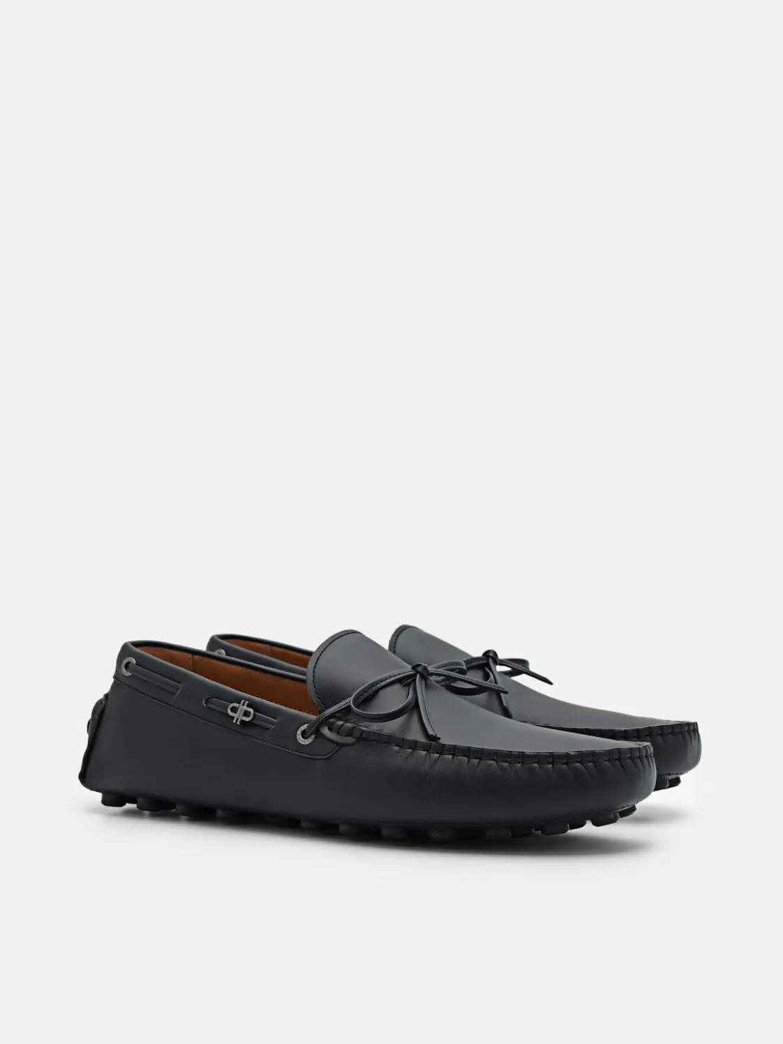 Leather Bow Driving Shoes - Black